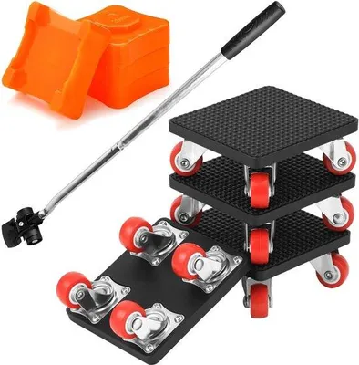 Obrázek produktu pro Sada čtyř přepravních koleček s pákou pro těžká břemena