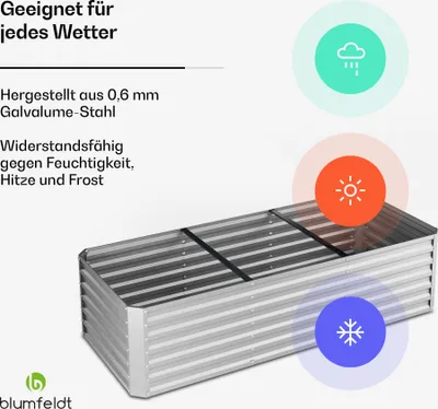 Produktbild von Blumfeldt High Grow Straight Hochbeet, Ergonomisches 1.440L Hochbeet Aus Wetterfestem Galvalume-Stahl Für Blumen, Kräuter & Gemüse – Rostbeständiges Design Mit Offener Bodenstruktur & Einfachem Aufbau