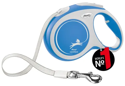 Productafbeelding van Flexi New COMFORT, Hondenriem, Inklapbaar, Blauw, Wit, Lint, 60 kg, Groot