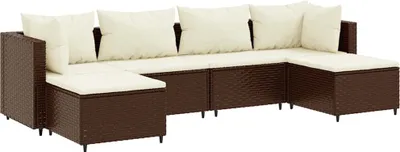 Produktbild von vidaXL 6-tlg. Garten-Lounge-Set mit Kissen Braun Poly Rattan