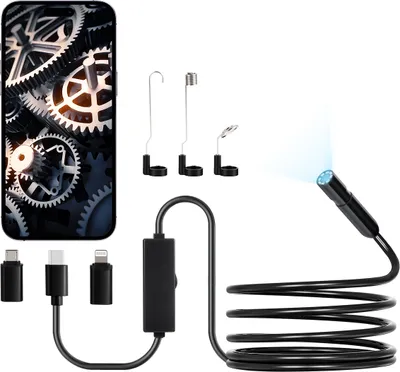 Produktbild von VEVOR Endoskopkamera mit Licht, 1920P HD-Endoskop für Android & iOS, Inspektionskamera mit 8 LED-Leuchten & 3 m langem Kabel, 2-facher Zoom
