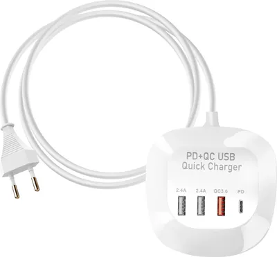 Immagine prodotto di LinQ, mini stazione di ricarica 3 USB + USB-C compatta 1m, bianco