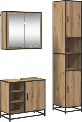 Obrázek produktu pro Sada koupelnového nábytku 3 pcs Artisanový dub kompozitní dřevo