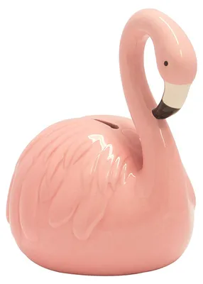 Produktbild von Spardose aus Keramik mit Flamingomotiv und Relief, 19 x 8 x 19 cm