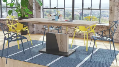 Produktbild von Grand Noir Couchtisch ausziehbar höhenverstellbar 120-180cm in Sonoma Eiche - Anthrazit matt modern vielseitig Wohnzimmertisch Esstisch Beistelltisch Sofatisch platzsparend hochwertig Wohnzimmer