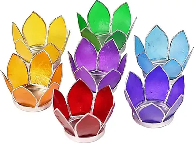 Zdjęcie produktu dla Zestaw 7 sztuk: Lotus Light Small Chakra Silver Trim - 8 cm