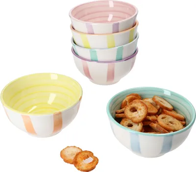 Immagine prodotto di Set di 6 ciotole per spuntini e salse Beach Pastello Stripes 12cm 220ml strisce pastello