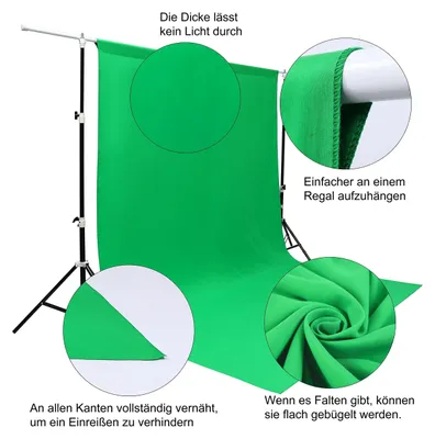 Obrázok produktu pre Greenscreen fotopozadie 1,8 x 2,8 m, zelená, skladacie, 6 svoriek, pre fotografovanie