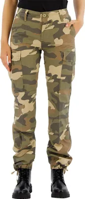 Imagen del producto de Pantalón para mujer Brandit BDU, fabricado en tejido ripstop, color woodland, talla 32