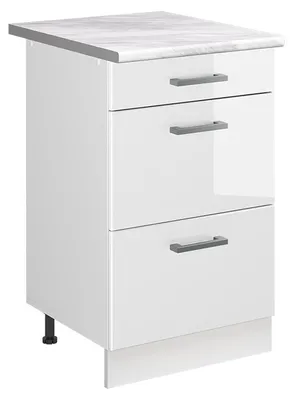 Zdjęcie produktu dla Szafka dolna do kuchni Vicco R-Line Biały wysoki połysk/Biały 50 cm blat roboczy Marmur, Model 69776