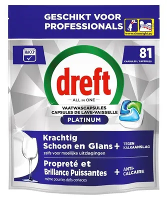Image de Pastilles lave-vaisselle tout-en-un Dreft Platinum Regular – 81 pastilles