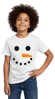 Produktbild von Spreadshirt Schneemann Gesicht Fasching Weihnachten Kinder T-Shirt, 110/116 (5-6 Jahre), Weiß