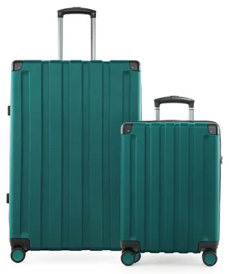 Obrázek produktu pro Q-Damm - Sada 2 kufrů, velký kufr XL Extension + kabinový kufr do letadla + odbavovací vozík, vozíky s dvojitými kolečky, TSA, aqua green