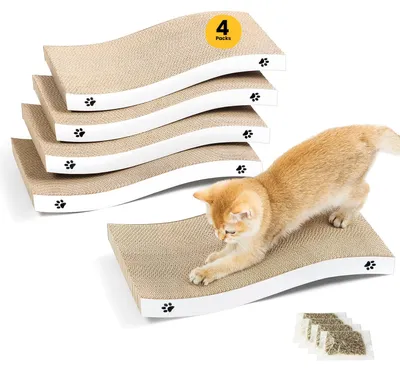 Produktbild von Katzenkratzsäule Karton, umkehrbares Kratzkissen, 4-teilig, für gesunde Krallen