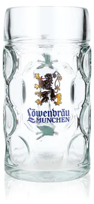 Produktbild von Löwenbräu Bierglas 1l Biergläser Maßkrug Bierseidel Krug goldener Löwe