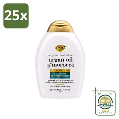 Productafbeelding van 25 x OGX Argan Oil of Morocco Shampoo - Lichtgewicht - voor dagelijks gebruik - 385 ml - Voordeelverpakking - 25 stuks