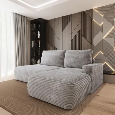 Produktbild von Masseno Ecksofa AVINI T R-S mit Schlaffunktion L-Form, Sofa mit Bettkasten, Wohnzimmersofa, Couch, Soffa, Bettsofa, Couchgarnitur- Hellgrau, TILIA 86