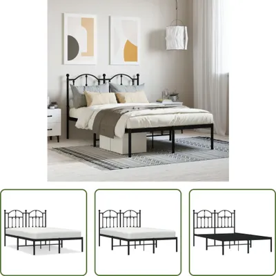Produktbild von The Living Store Bettgestell mit Kopfteil Metall Schwarz 120x200 cm