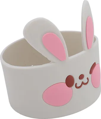 Produktbild von 3 Stück Silikon-Wasserflaschenstiefel, rutschfeste Schutzhülle, Cartoon-Kaninchen-Becher für Flaschen und Tassen, Grau