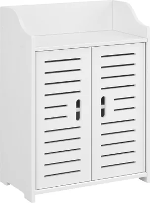 Image de Armoire de salle de bain Trosa 62 x 45 x 25 cm Armoire de salle de bain Armoire murale Tablette Armoire d'appoint WPC Blanc [en.casa]