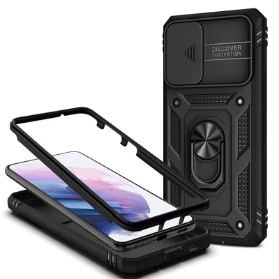 Produktbild von NALIA Military-Style Ringhülle für Samsung Galaxy S21, Extrem Schützend mit Display-Rahmen & Kamera-Abdeckung Schwarz
