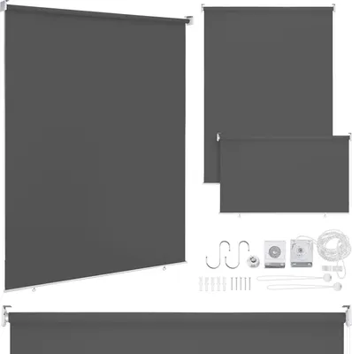 Obrázek produktu pro Izrielar 2ks sada vertikální markýzy 100x240 cm balkonová markýza tmavě šedá ochrana před sluncem odolná proti UV záření voděodolná balkon terasa