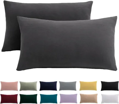 Zdjęcie produktu dla Poszewki na poduszki 40 x 60 cm, zestaw 2 sztuk, poszewki na poduszki, 40 x 60 cm, kolor antracytowy, przeznaczone do poduszek, wykonane w 100% z mikrofibry, nie wymagają prasowania i są odporne na gniecenie, z zapięciem na zamek błyskawiczny