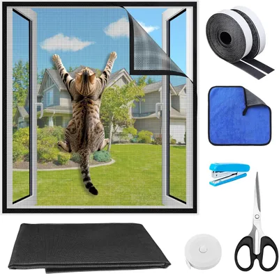 Produktbild von Fliegengitter für Fenster 100 x 130 cm, verstellbar, Katzenschutznetz, Insektenschutz