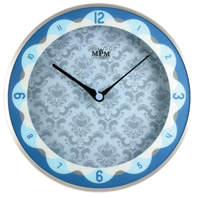 Obrázek produktu pro Nástěnné hodiny MPM, 2525.7030 - stříbrná/modrá, 30cm