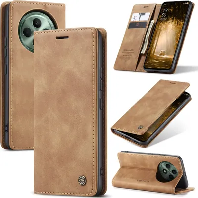 Obrázek produktu pro Pouzdro pro Oppo Reno12 F 4G/Reno12 F 5G, RetroPolyuretanKožené Pouzdro s Funkcí Stojánku hnědé