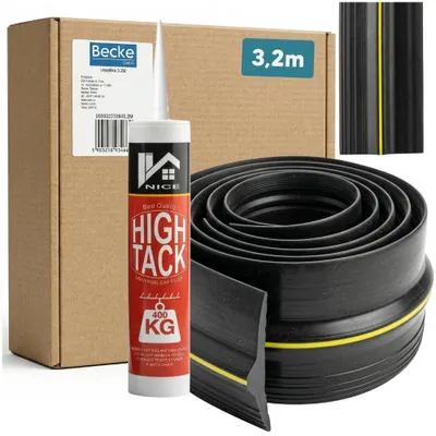 Obrázek produktu pro Spodní prahové těsnění na garážová vrata 8 cm × 3,2 m + lepidlo BECKE