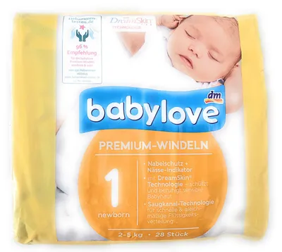 Zdjęcie produktu dla babylove Pieluchy premium, bardzo miękkie, rozmiar 1-2-5 kg, 28 sztuk