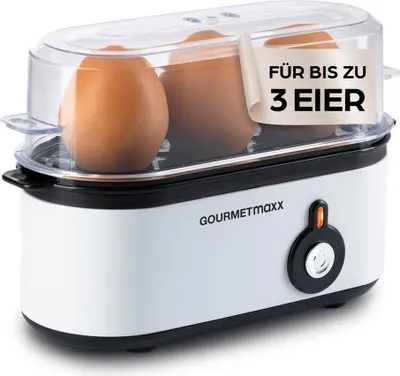 Image de GOURMETmaxx Cuit-œufs design pour 3 œufs avec bol doseur & coquetier - compact