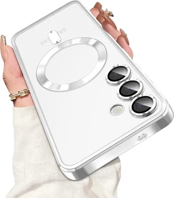 Immagine prodotto di Custodia per Samsung Galaxy S25 Custodia magnetica trasparente con Magsafe e copertura per fotocamera argento
