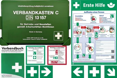 Produktbild von Betriebsverbandkasten 2 in 1 DIN 13157 für Betriebe incl. Verbandbuch + Aufkleber + Aushang