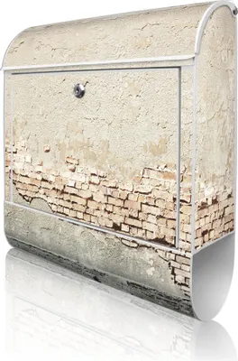Produktbild von banjado Design Briefkasten Stahl weiß mit Zeitungsfach pulverbeschichtet "Baulücke" 38x46x12,5cm & 2 Schlüssel - Postkasten A4 Einwurf inkl. Montagematerial [BKW 11410]