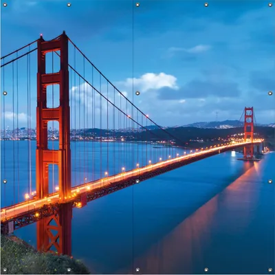 Produktbild von Wallario Outdoor-Poster für Garten oder Balkon, Motiv Golden Gate Bridge in San Francisco  USA, in ca. 180 x 180 cm