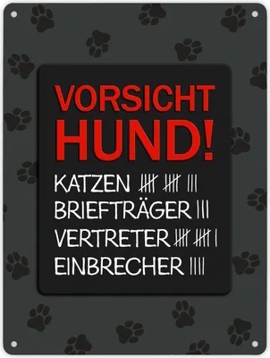 Produktbild von Metallschild XL mit Spruch: Vorsicht Hund mit Strichliste Schild Blechschild