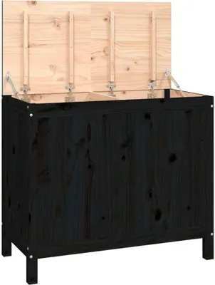 Produktbild von vidaXL Wäschetruhe Schwarz 88,5x44x76 cm Massivholz Kiefer