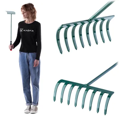 Zdjęcie produktu dla KADAX Grabki Grabie Ogrodowe z Trzonem 60cm 8-Zębne, Obraz wygenerowany przez AI