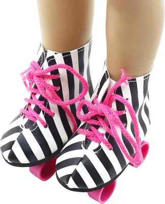 Produktbild von Modische Spielzeugzubehör-Puppen-Rollschuhschuhe für 18 Zoll (schwarz-weiß gestreift)