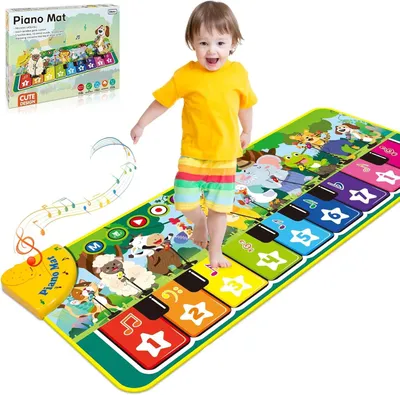 Produktbild von Gralal Klaviermatte Kinder ab 1 Jahr – Musikmatte mit 9 Klaviertasten, 10 Tiergeräuschen, Aufnahmefunktion, Lautstärkeregelung, Rutschfest, Faltbar, Musikspielzeug für Jungen & Mädchen 1