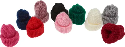 Produktbild von VBS Mini Mützen Bunt 10er Set Höhe 4 cm Durchmesser 3 cm Strickmützen Deko