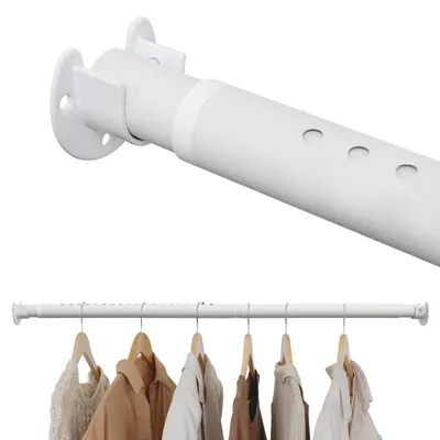 Imagen del producto de Barra para colgar ropa ajustable, de 40 a 248 cm, extensible, barra resistente de color blanco para armario