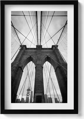 Produktbild von Brooklyn-Brücke– Wandbild mit Rahmen – Gerahmtes Bild  – Wanddekoration – 40x60 cm –  Schwarz