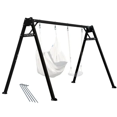 Produktbild von Potenza Kinderschaukel Doppelschaukel Metallgestell 250x207 cm, verzinkt, bis 200 kg, Gartenschaukel für Kinder I Hängematte, inkl. Bodenanker