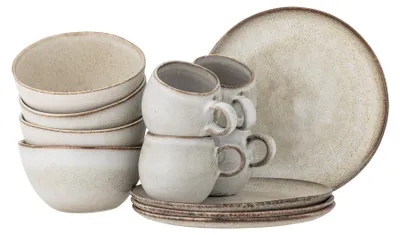 Immagine prodotto di BLOOMINGVILLE | Set di piatti Sandrine, beige, in Vetroceramica | C: diametro 8,5 cm x altezza 8 cm / B: diametro 15 cm x altezza 8 cm / P: diametro 22 cm x altezza 2 cm, set di 12 pezzi | 82068731