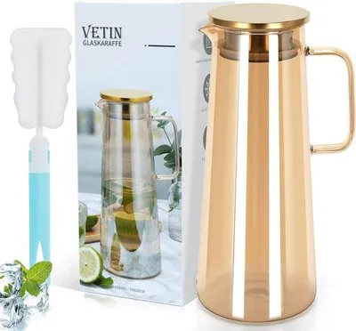 Produktbild von Borosilicaatglas-Wasserflasche, 1,8 Liter, Deckelglas, Wasserflasche, Eiskännchen, Selbstgemachte Getränkeflasche
