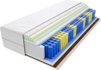Produktbild von Matratze 150x170 cm Doppelmatratze, H3 & H4 Federkernmatratze, Taschenfederkernmatratze 16 cm Hoch Latex Kokosfaser Visco Memory Hypoallergene, HR-Schaum, Wendematratze mit Klimafaser, Gesteppter Bezug Lima Mini