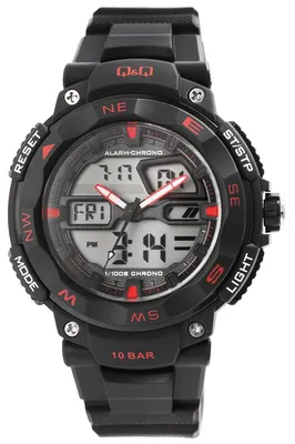 Produktbild von Q&Q analog-digitale Herrenuhr mit Silikonarmband, 10 Bar wasserdicht
